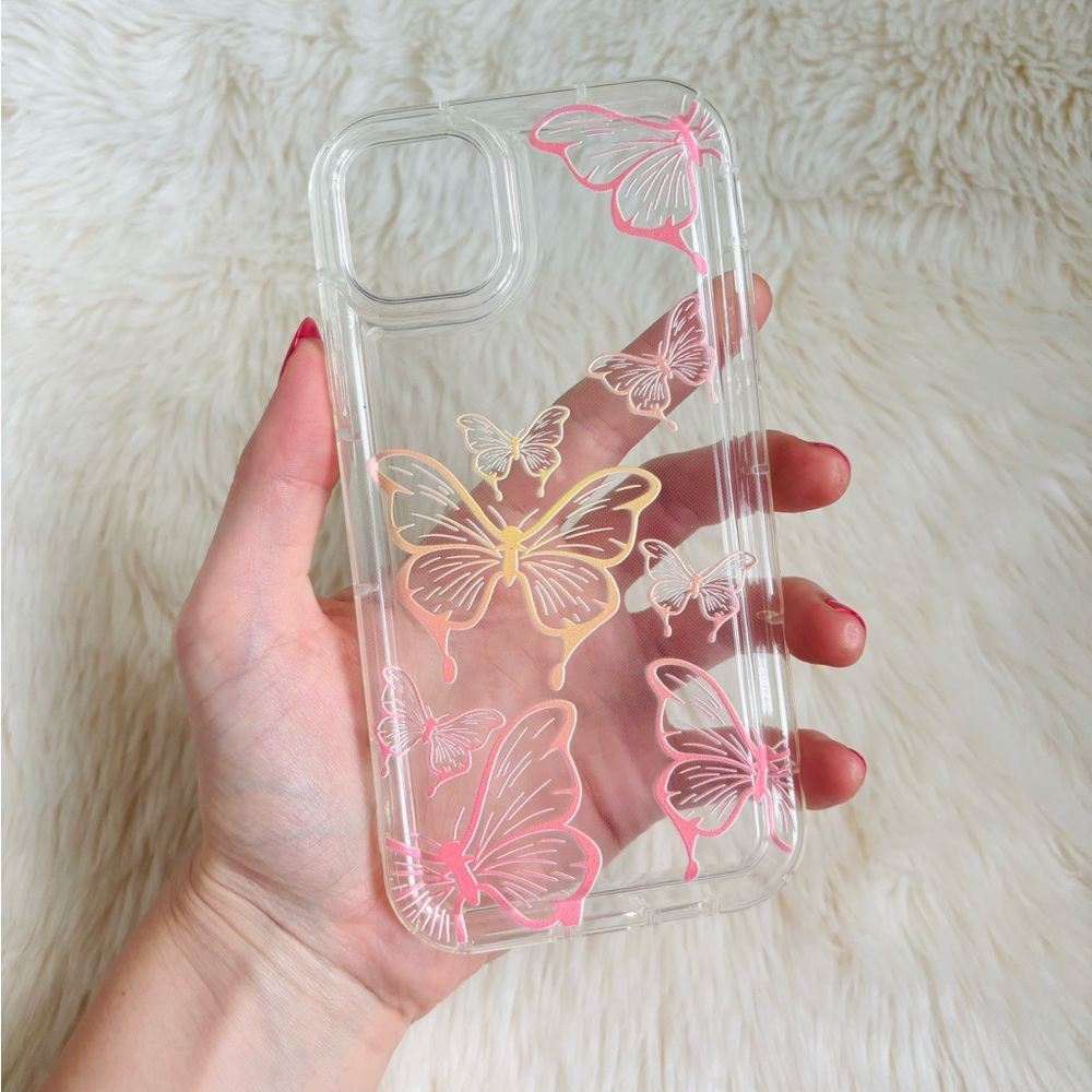 iphone 11 pro max clear pink butterfly phone case